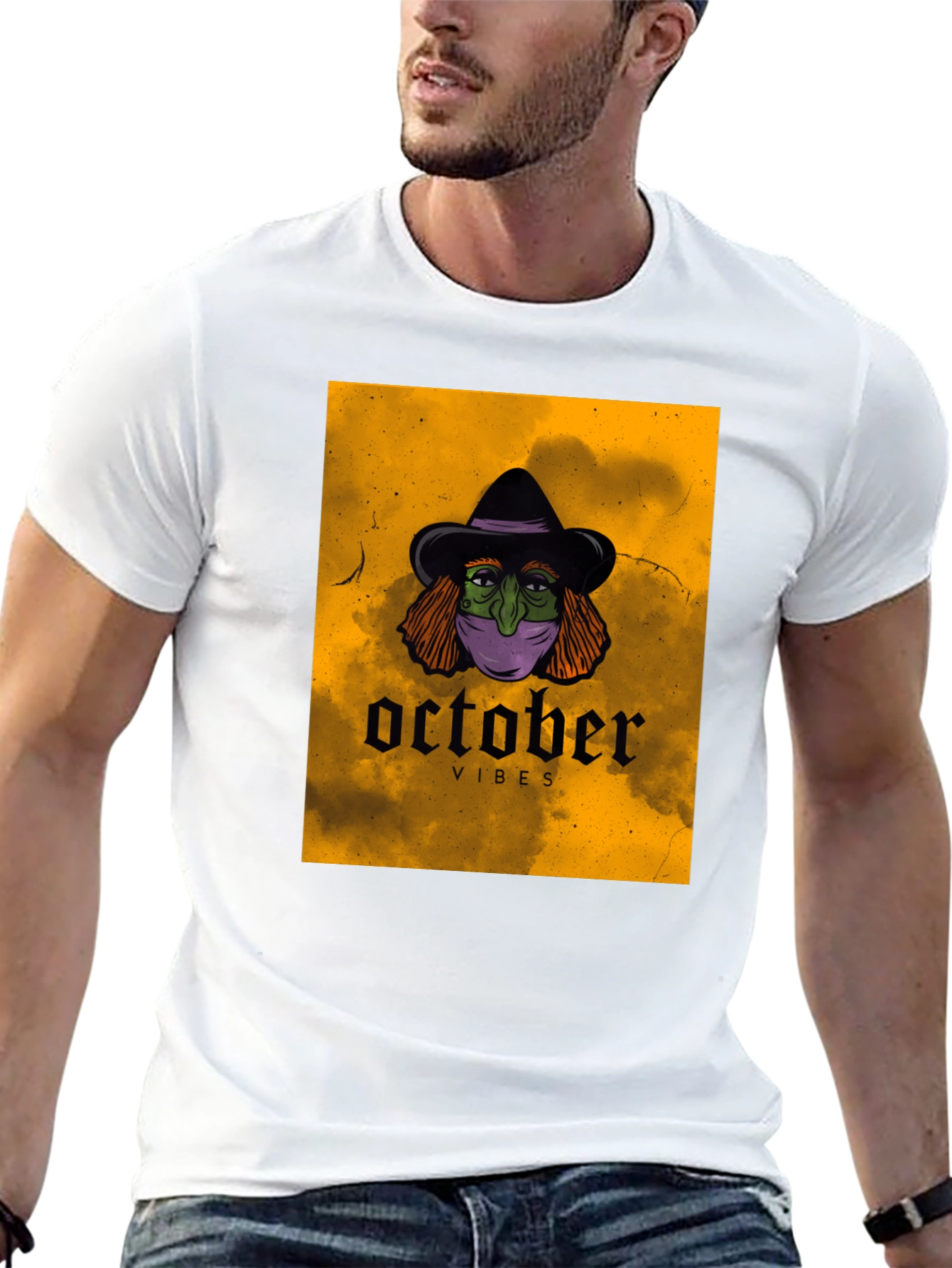 October Vibes Witch T-Shirt - Halloween Graphic Tee