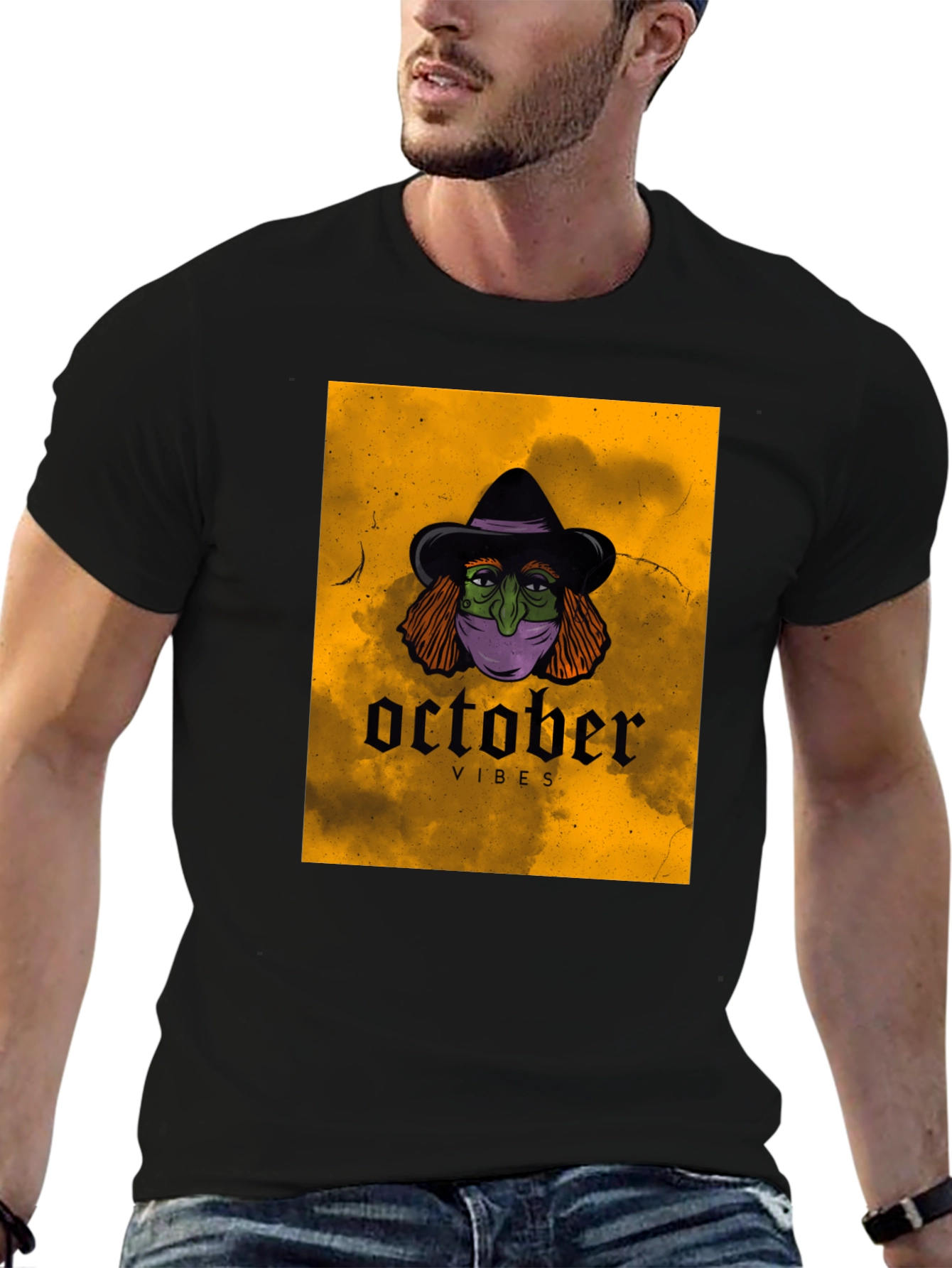 October Vibes Witch T-Shirt - Halloween Graphic Tee