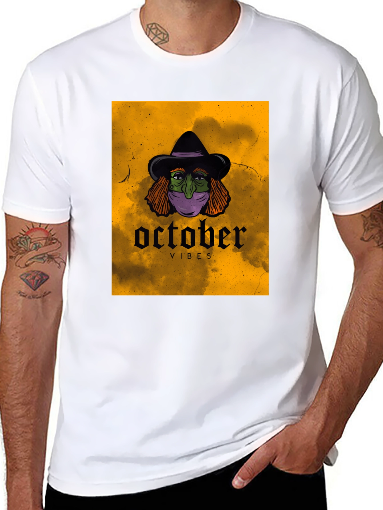 October Vibes Witch T-Shirt - Halloween Graphic Tee