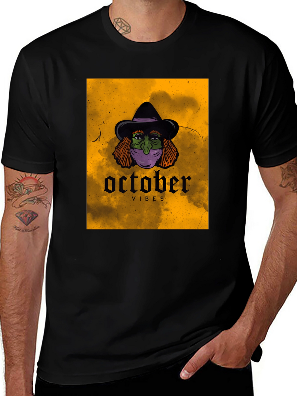 October Vibes Witch T-Shirt - Halloween Graphic Tee