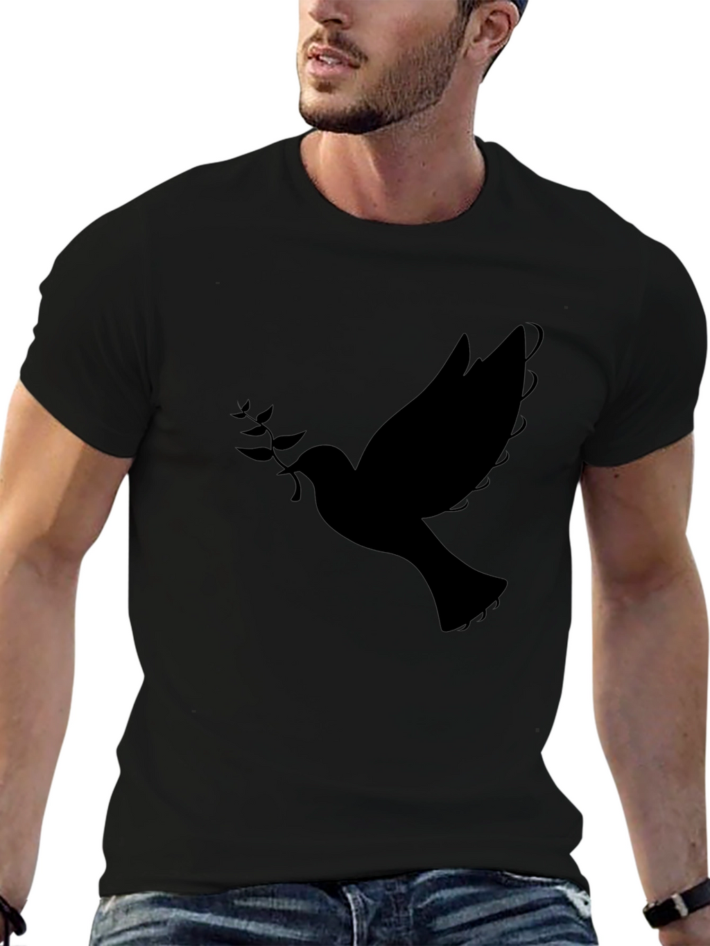 Dove Graphic Mens Black T-Shirt