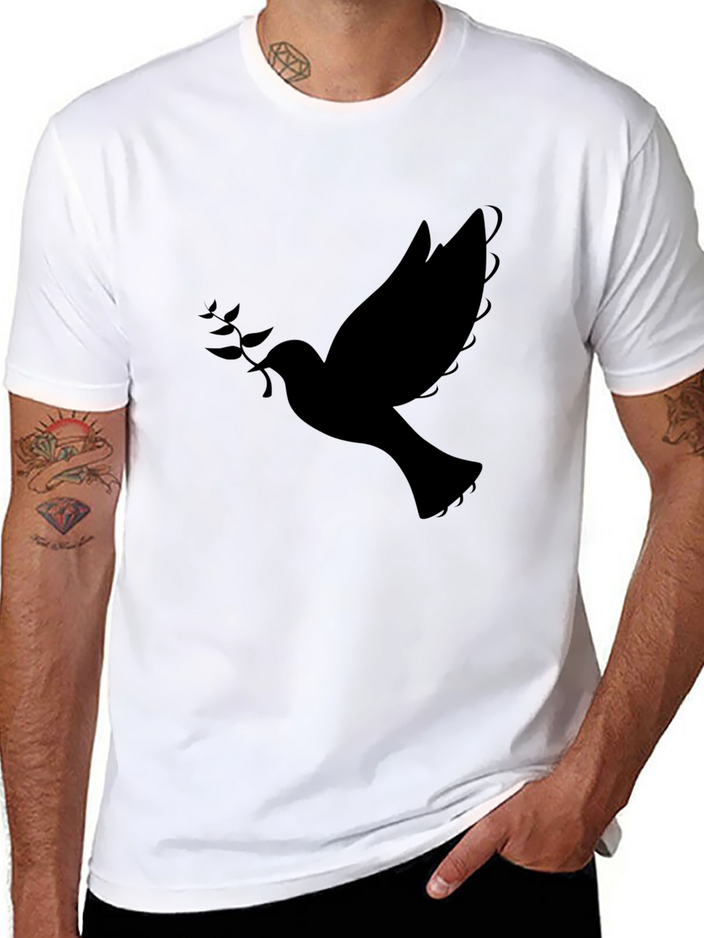 Dove Graphic Mens Black T-Shirt