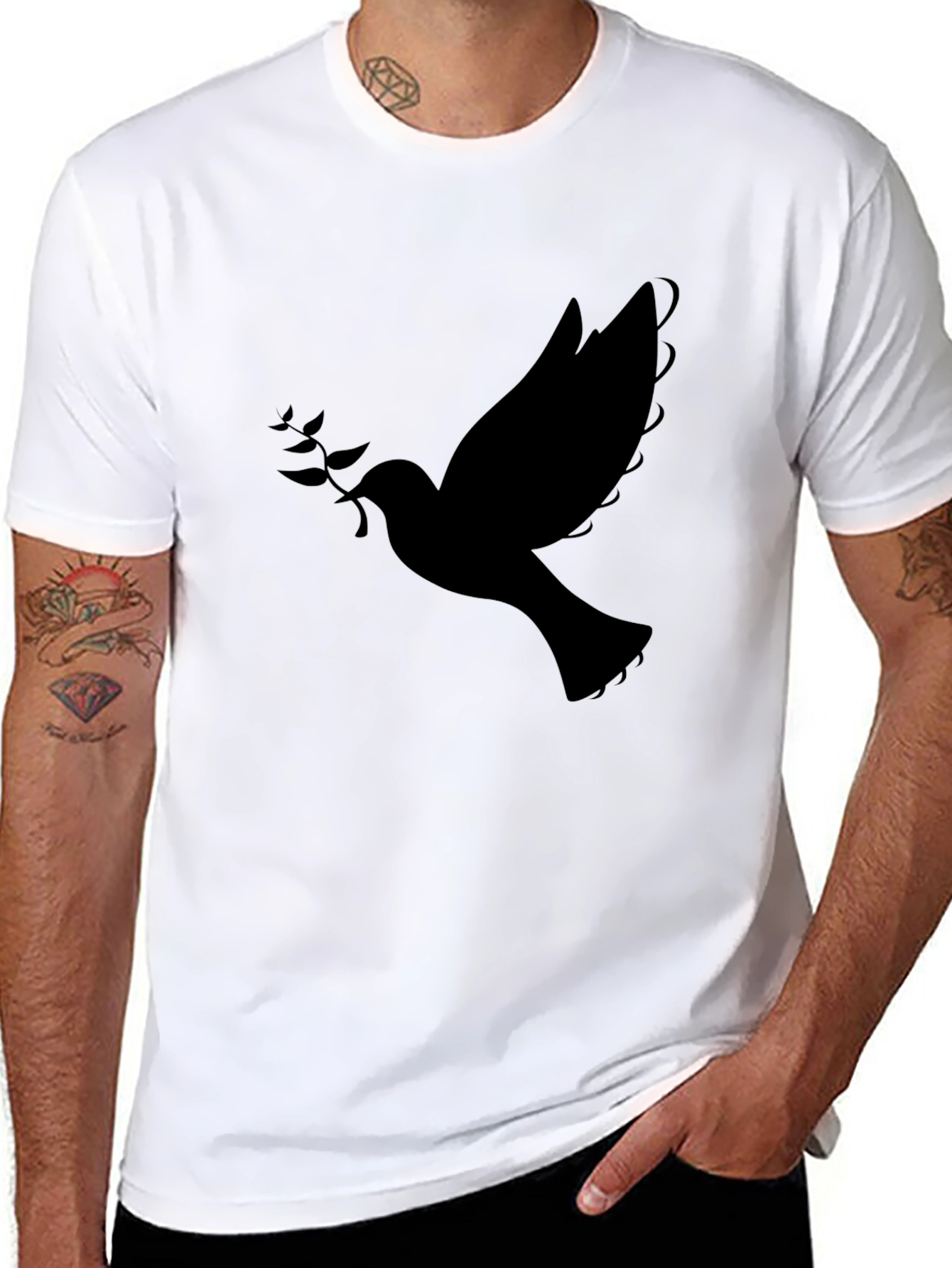 Dove Graphic Mens Black T-Shirt