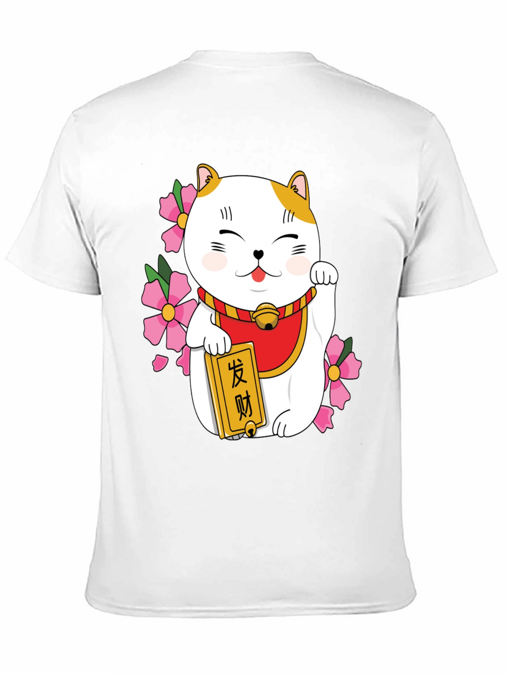 Lucky Cat Graphic Tee - Black Cotton Blend