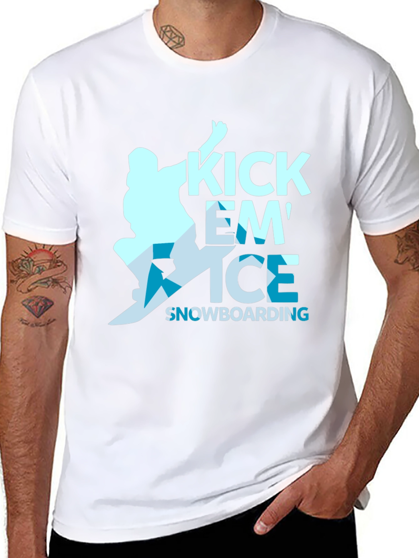 Kick Em Ice Snowboarding Black T-Shirt