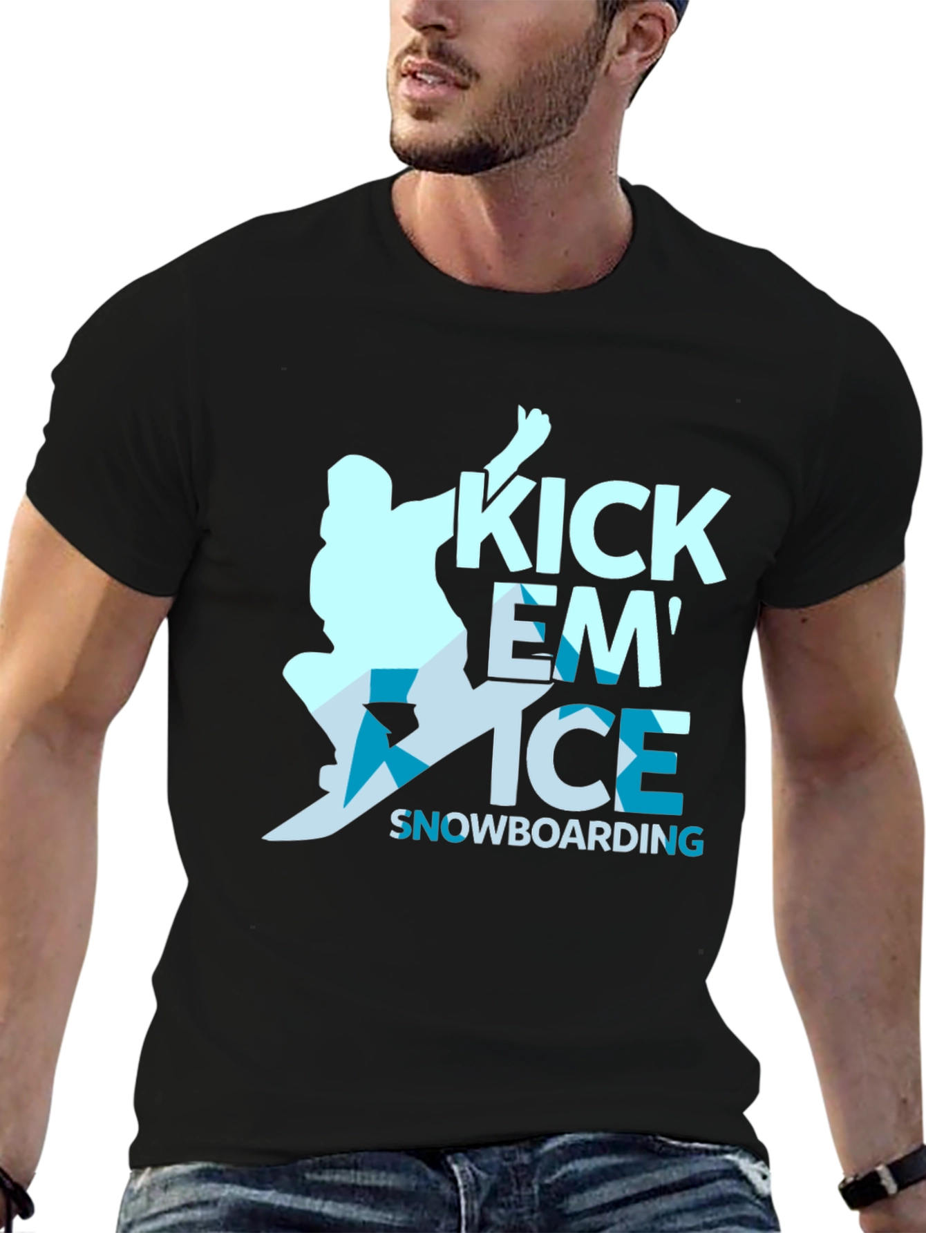 Kick Em Ice Snowboarding Black T-Shirt