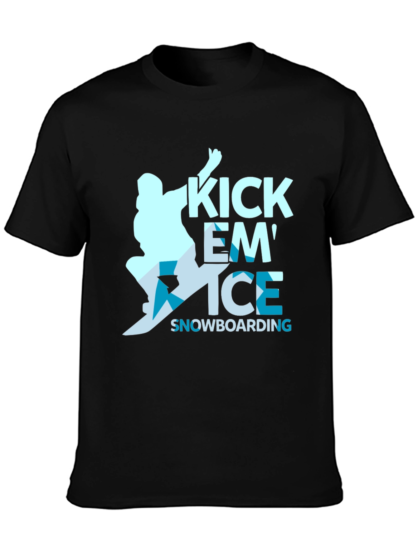 Kick Em Ice Snowboarding Black T-Shirt