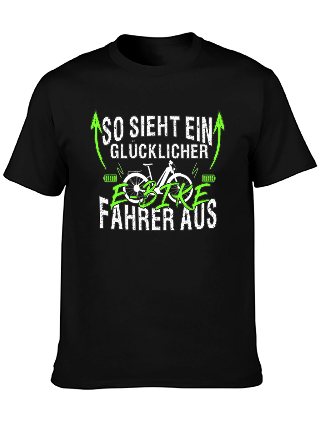 Happy E-Bike Rider Black T-Shirt