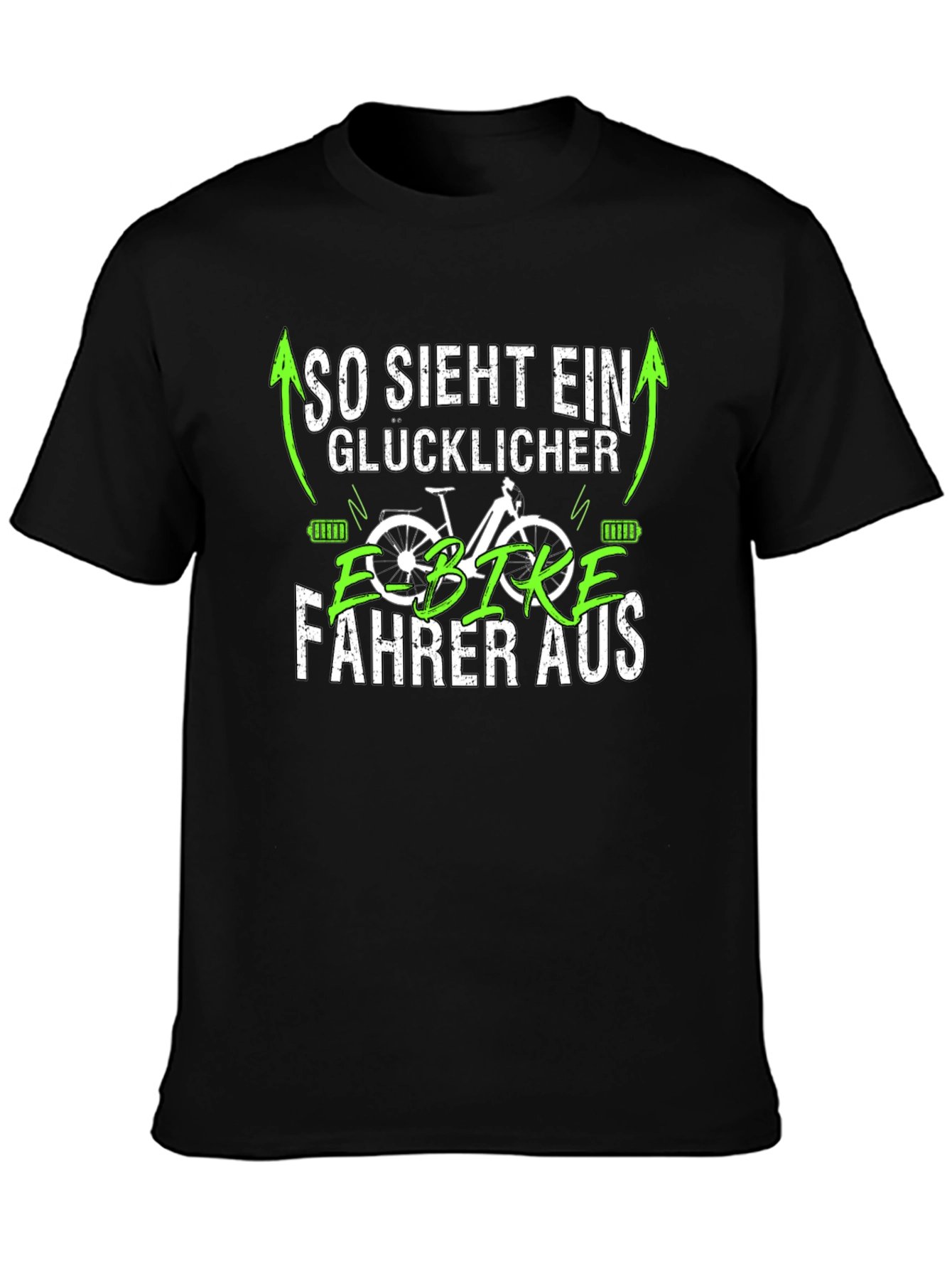 Happy E-Bike Rider Black T-Shirt