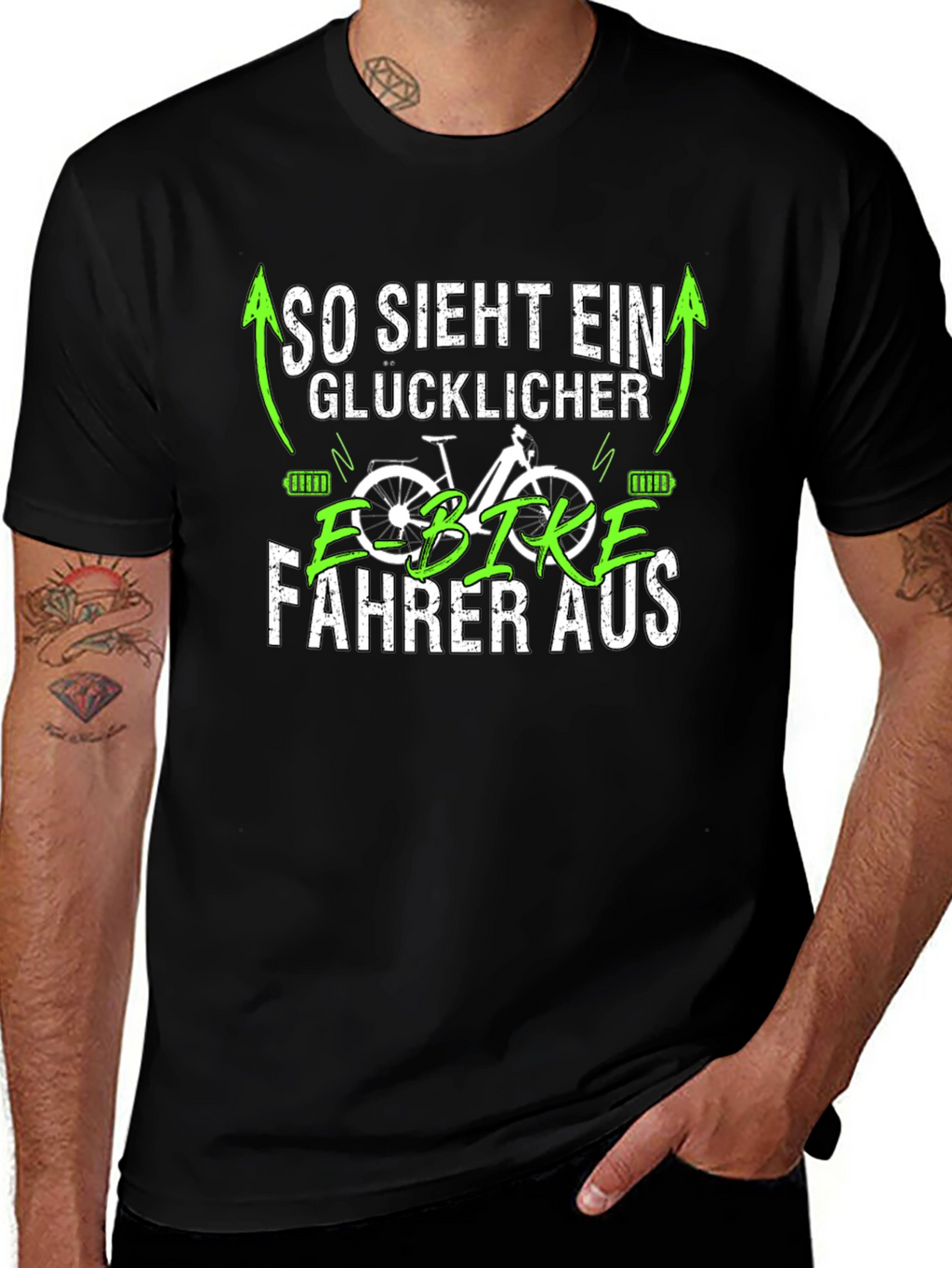 Happy E-Bike Rider Black T-Shirt