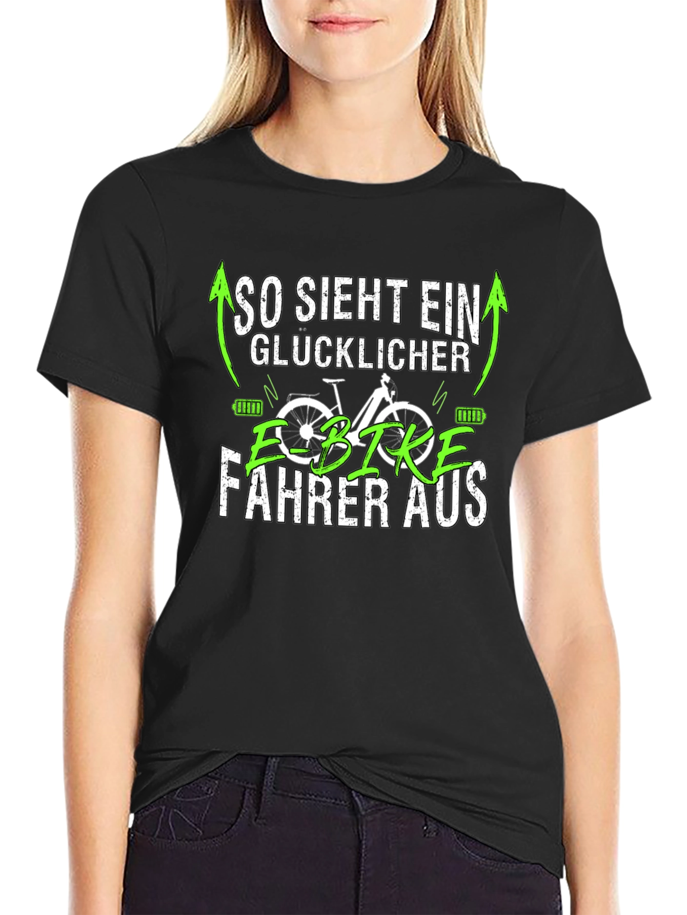 Happy E-Bike Rider Black T-Shirt