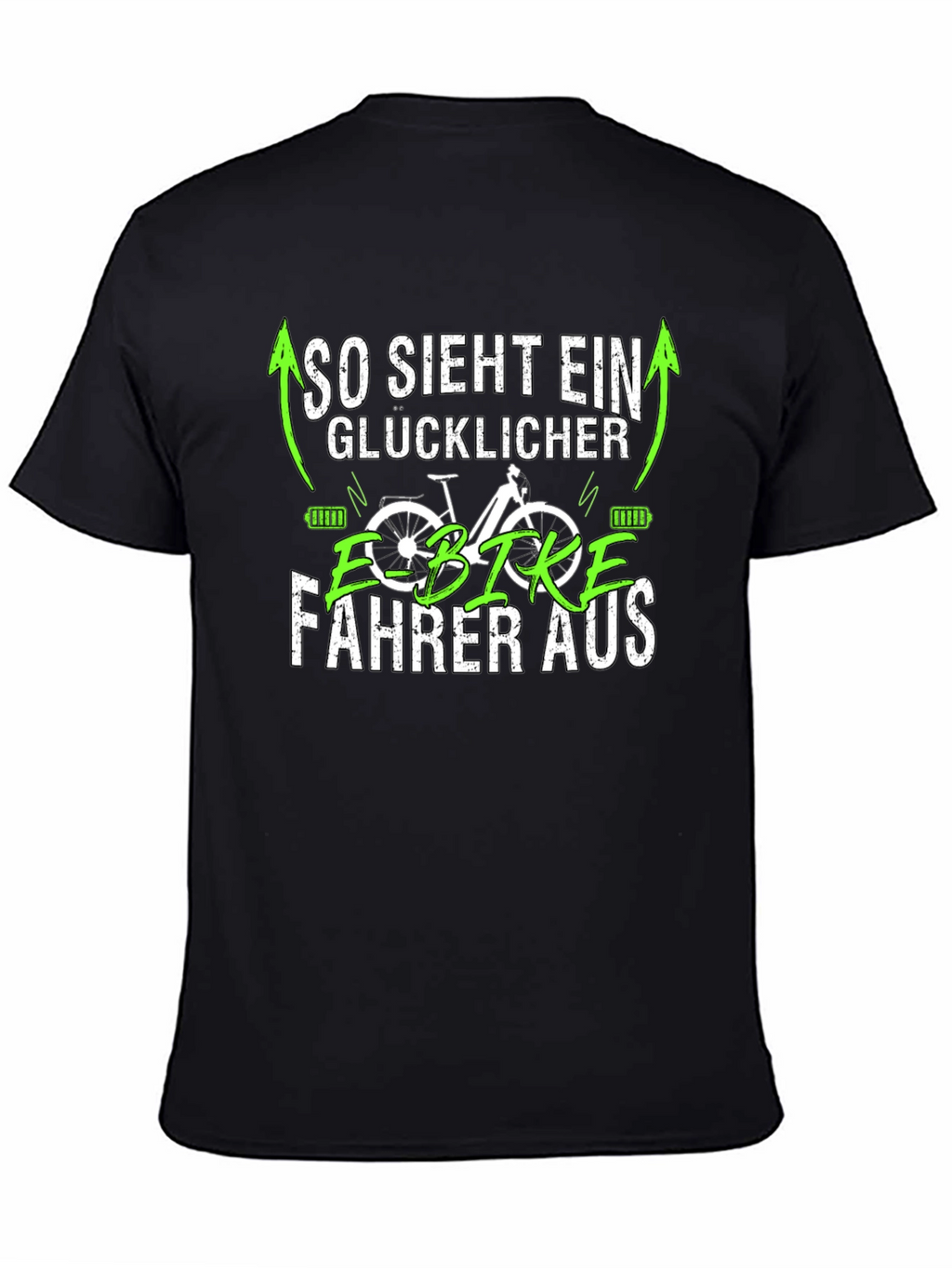 Happy E-Bike Rider Black T-Shirt