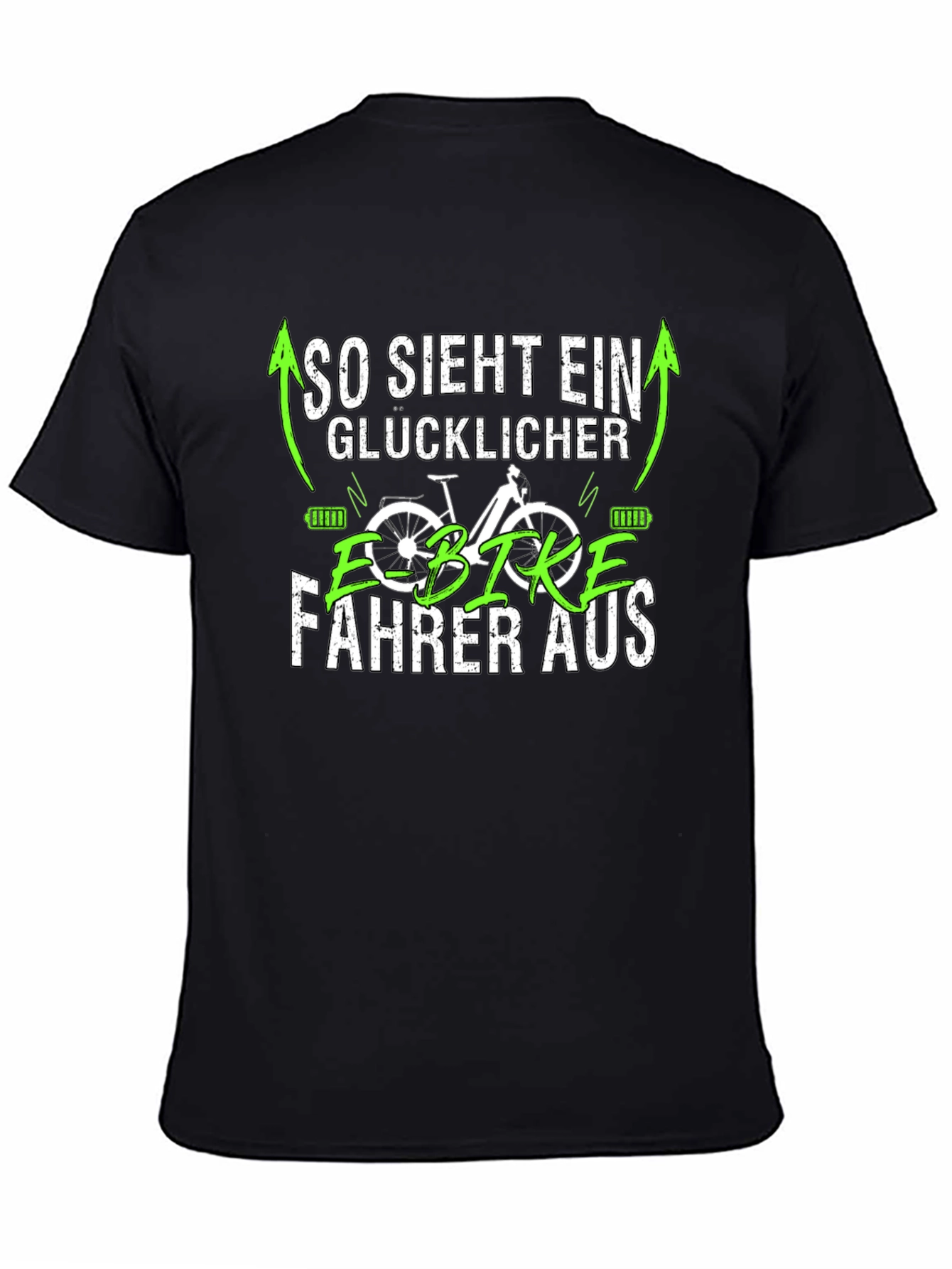 Happy E-Bike Rider Black T-Shirt