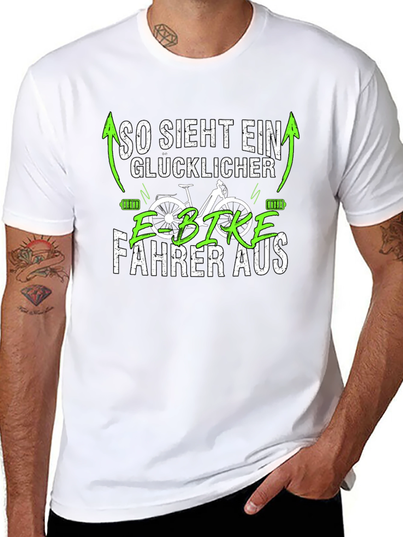 Happy E-Bike Rider Black T-Shirt