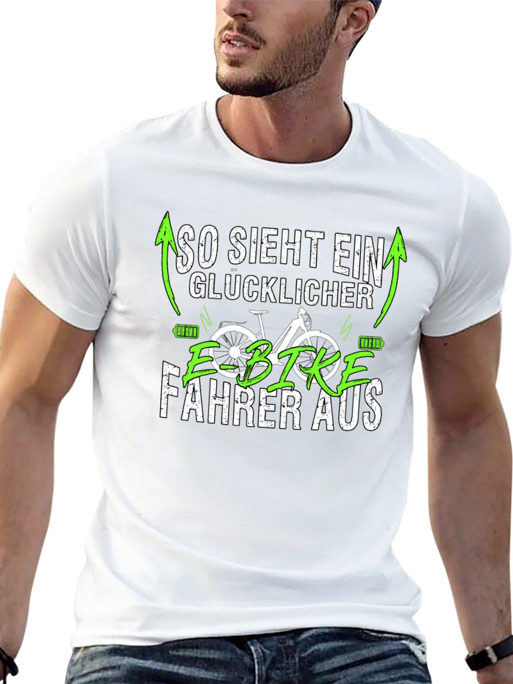 Happy E-Bike Rider Black T-Shirt