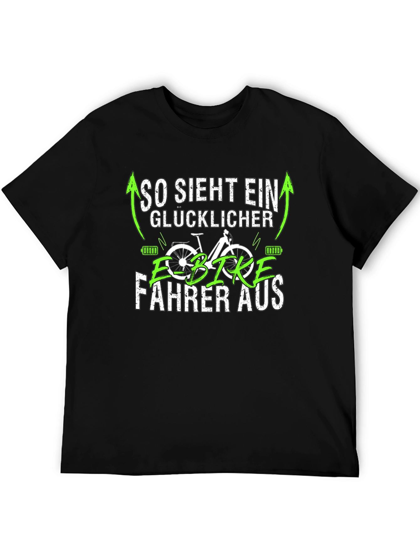 Happy E-Bike Rider Black T-Shirt