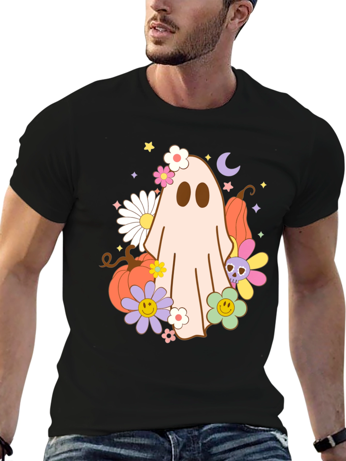 Retro Halloween Ghost Graphic T-Shirt