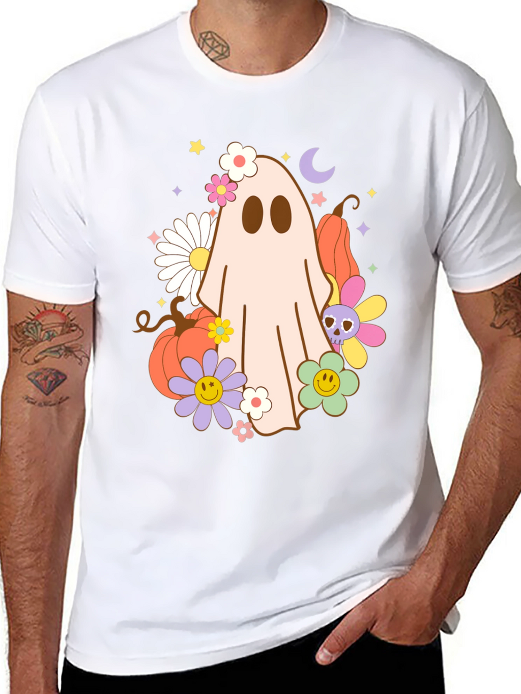 Retro Halloween Ghost Graphic T-Shirt