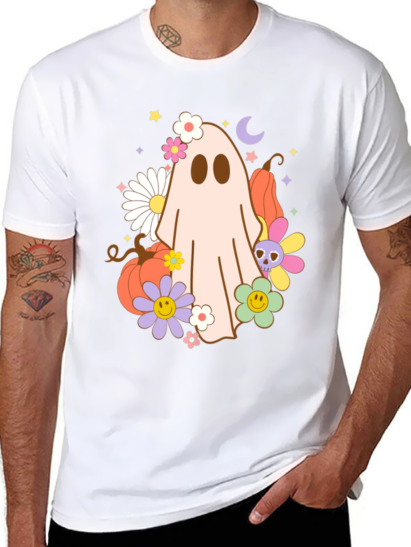 Retro Halloween Ghost Graphic T-Shirt