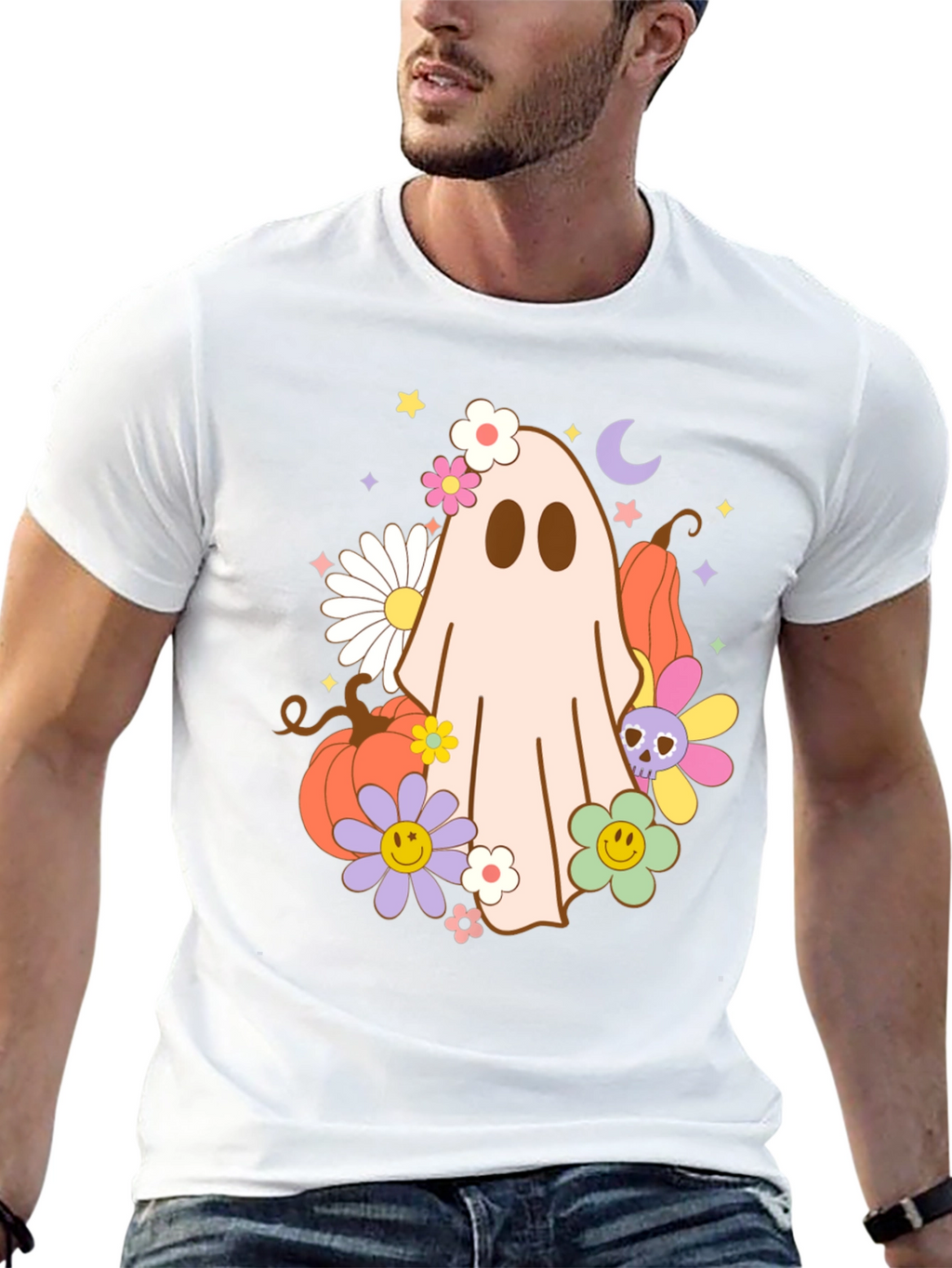 Retro Halloween Ghost Graphic T-Shirt