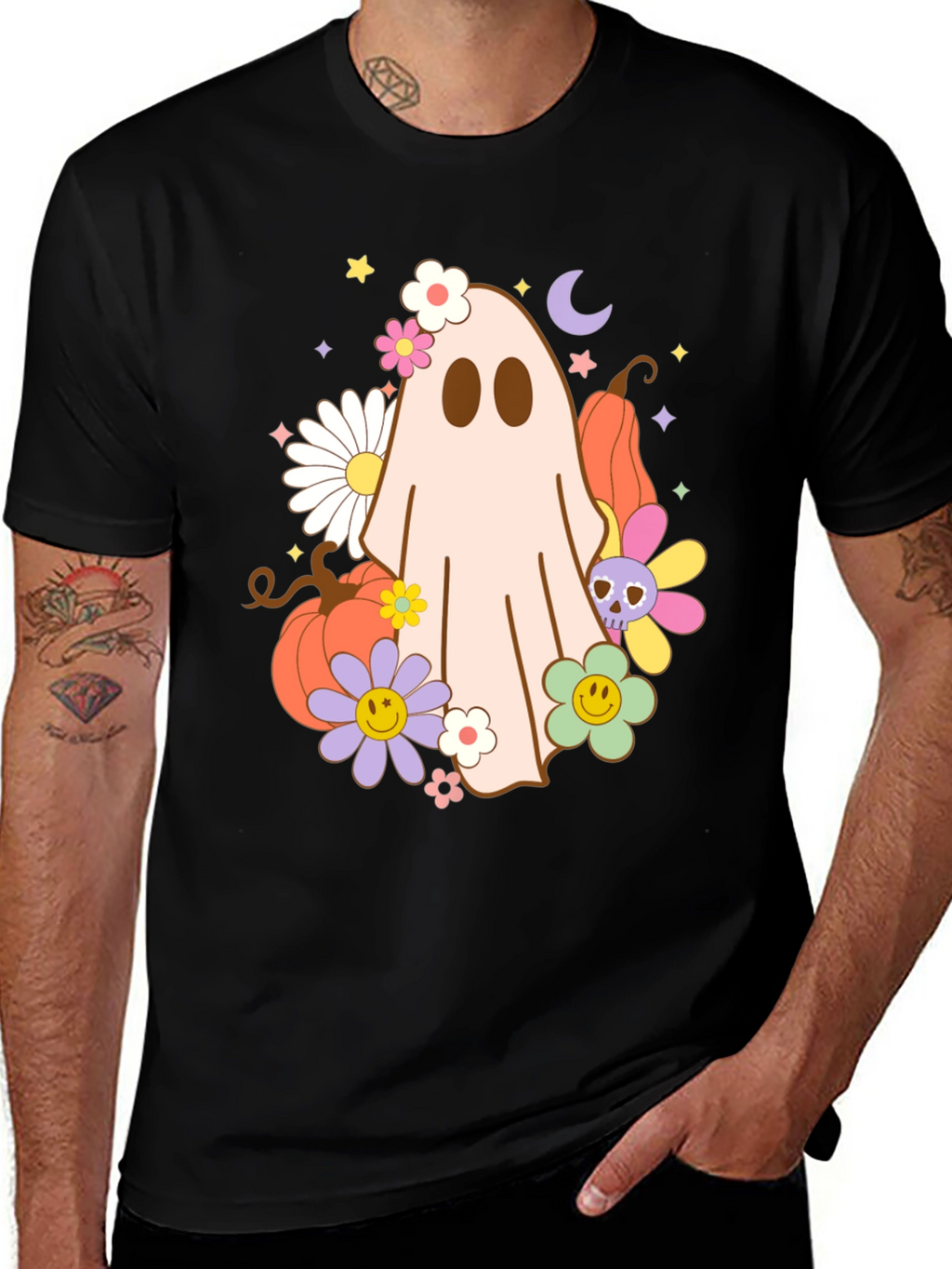 Retro Halloween Ghost Graphic T-Shirt