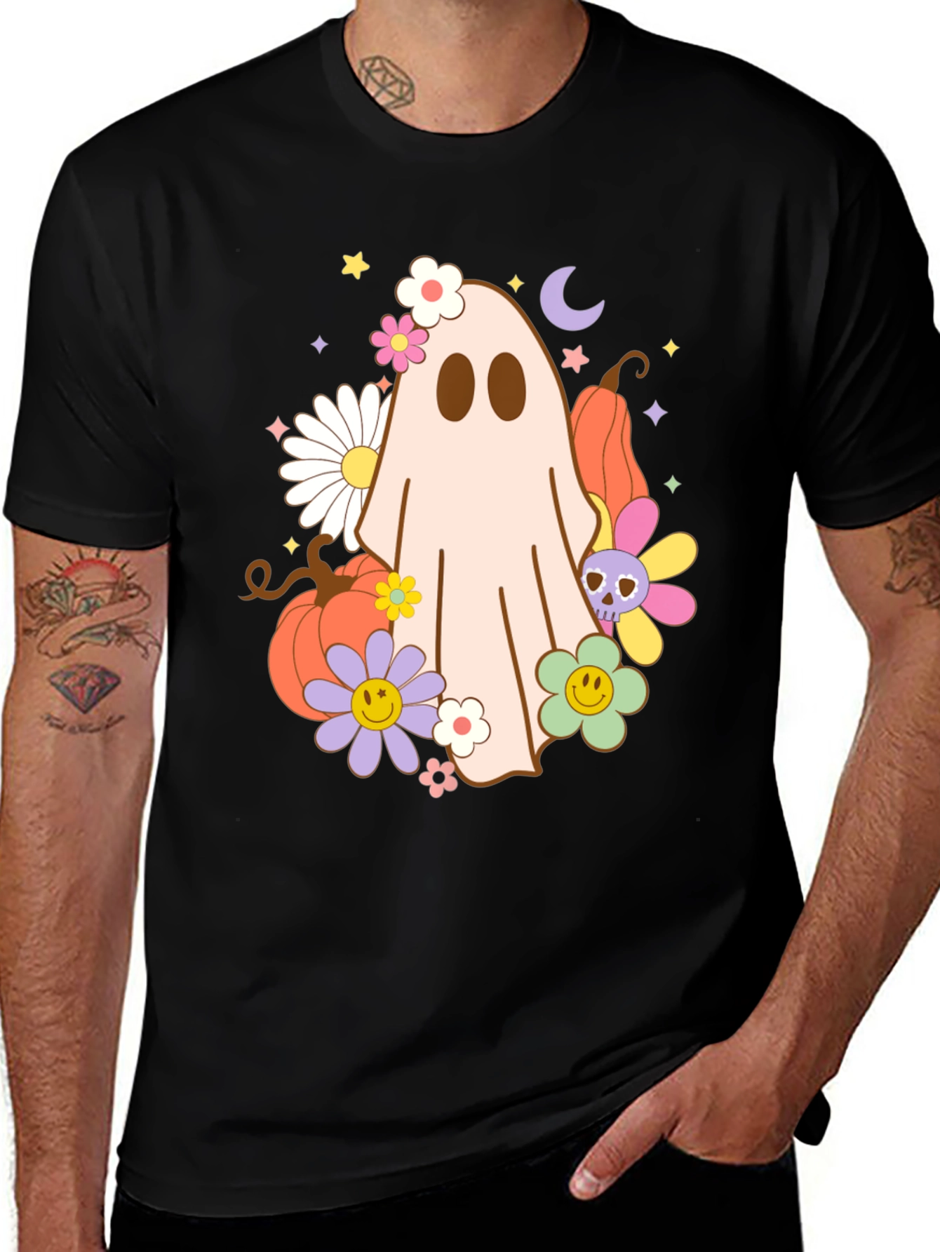 Retro Halloween Ghost Graphic T-Shirt