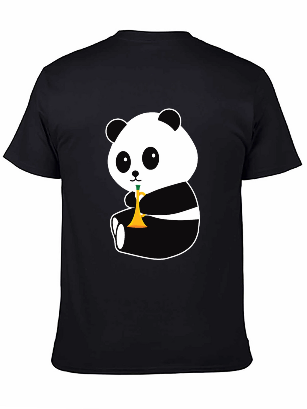 Panda Trumpet Black T-Shirt - Cute Cartoon Design