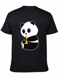 Panda Trumpet Black T-Shirt - Cute Cartoon Design