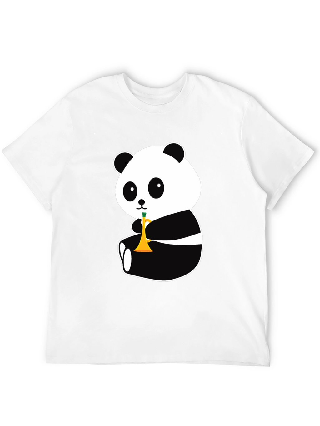 Panda Trumpet Black T-Shirt - Cute Cartoon Design