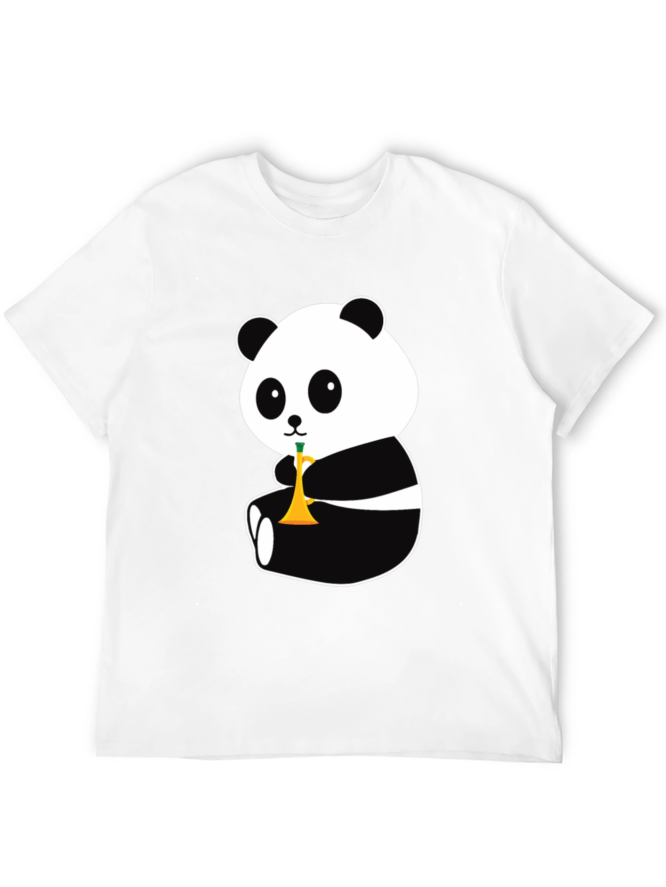Panda Trumpet Black T-Shirt - Cute Cartoon Design
