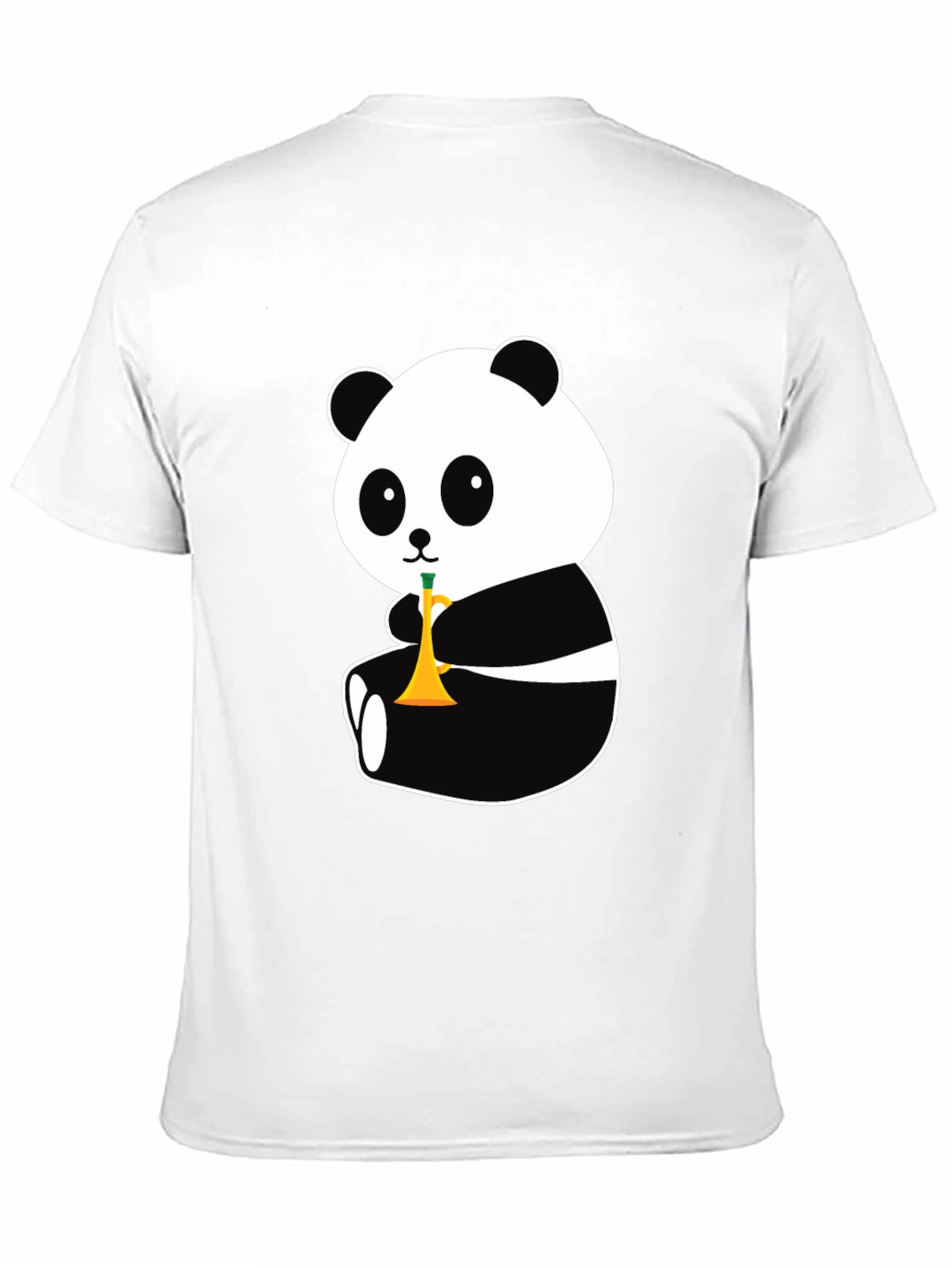 Panda Trumpet Black T-Shirt - Cute Cartoon Design
