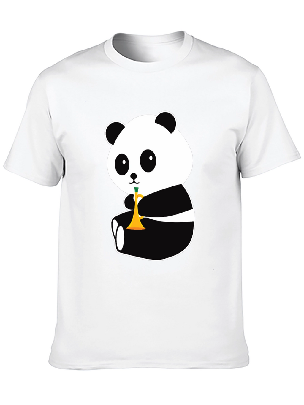 Panda Trumpet Black T-Shirt - Cute Cartoon Design