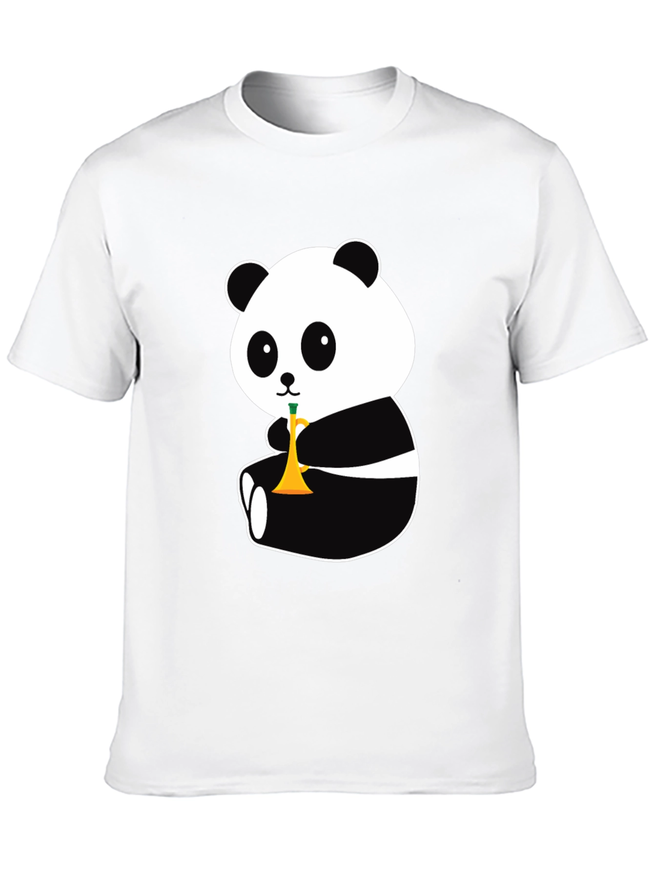Panda Trumpet Black T-Shirt - Cute Cartoon Design