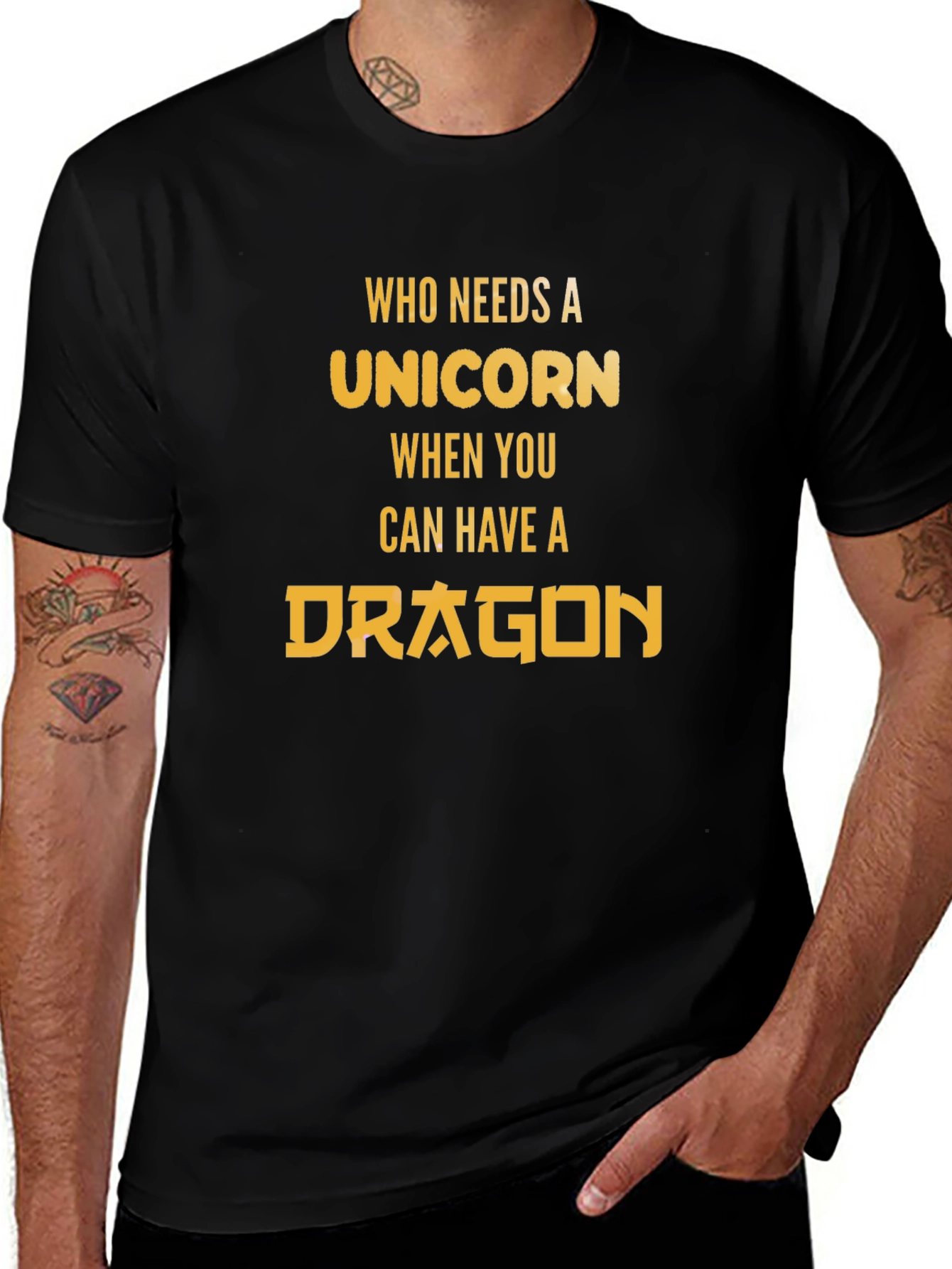 Unicorn vs Dragon Graphic Tee - Black