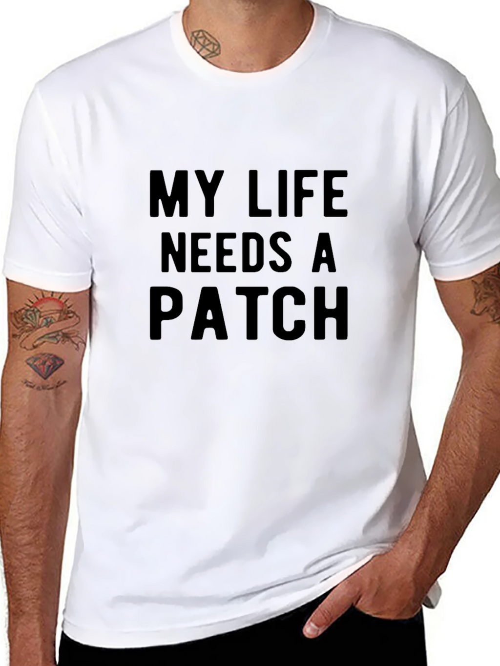 My Life Needs A Patch Graphic Tee - Black