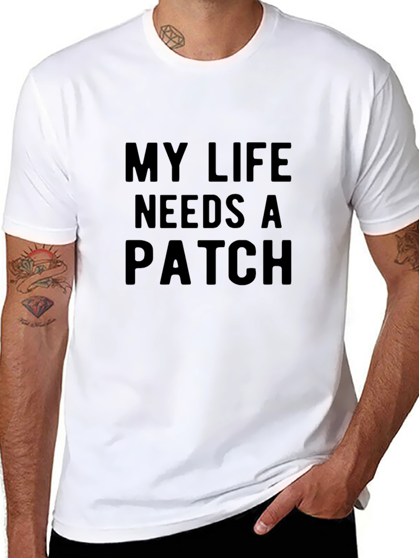 My Life Needs A Patch Graphic Tee - Black