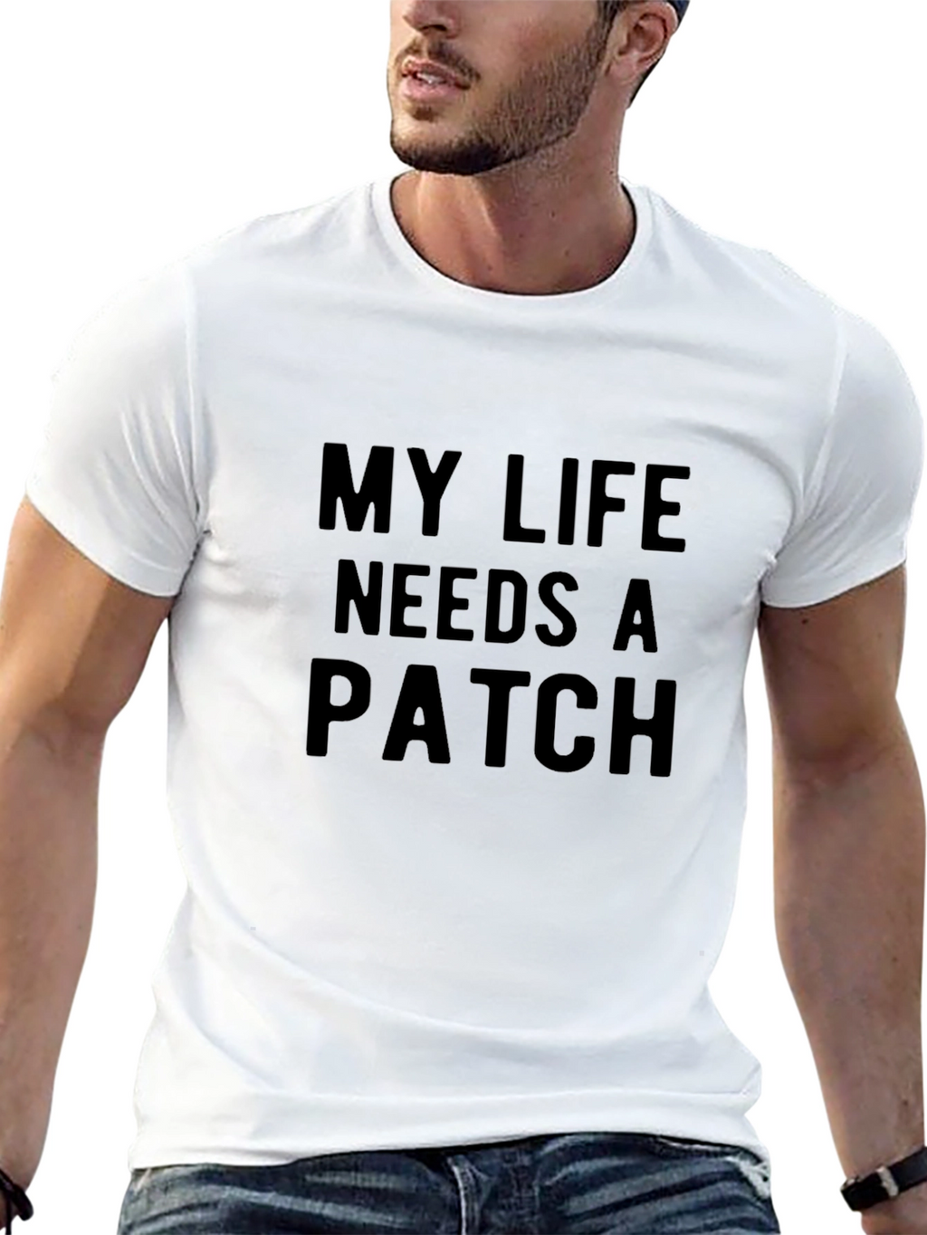 My Life Needs A Patch Graphic Tee - Black