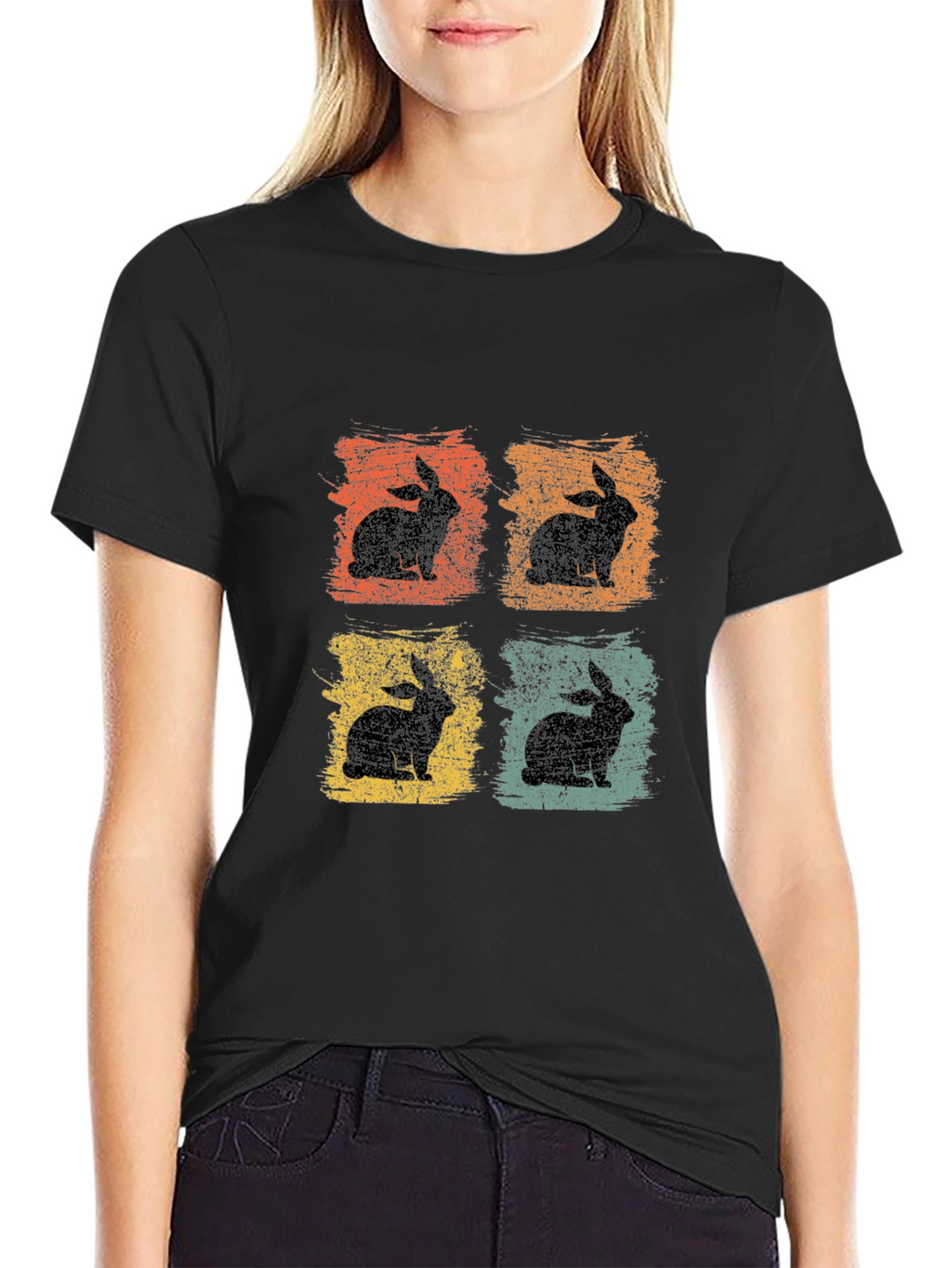 Retro Rabbit Graphic Tee - Mens Black T-Shirt