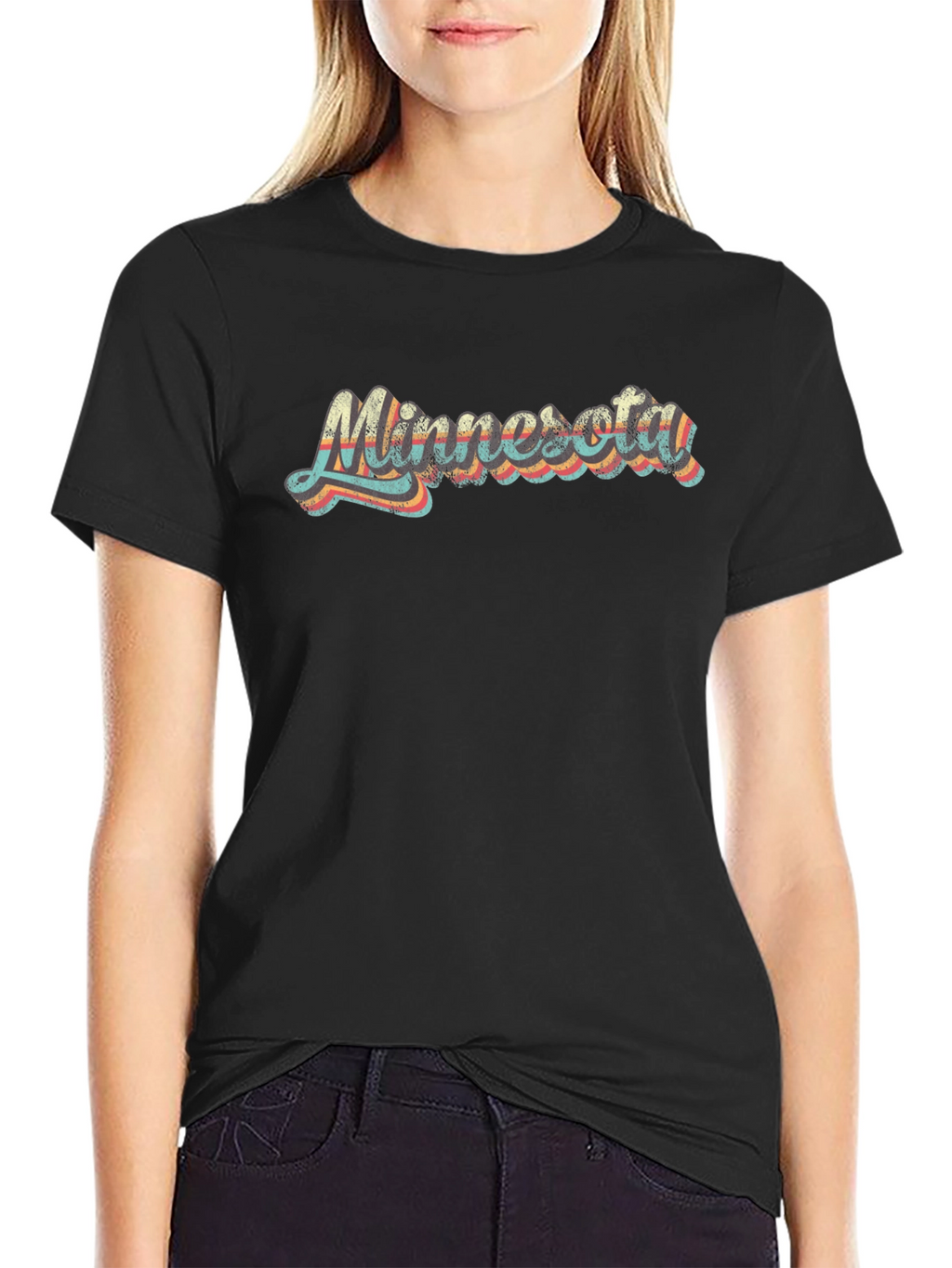 Retro Minnesota Graphic Tee - Black Cotton T-Shirt
