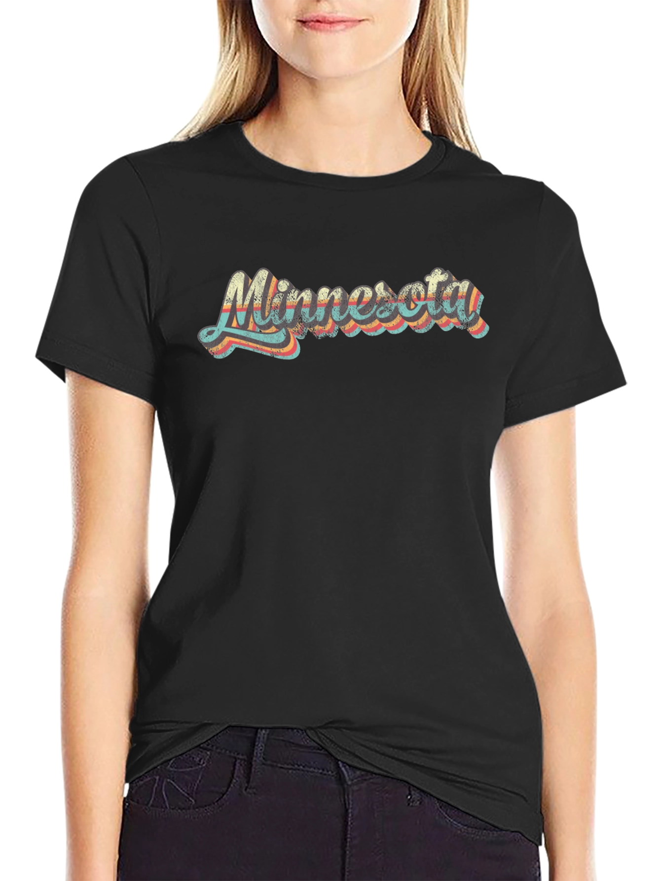 Retro Minnesota Graphic Tee - Black Cotton T-Shirt