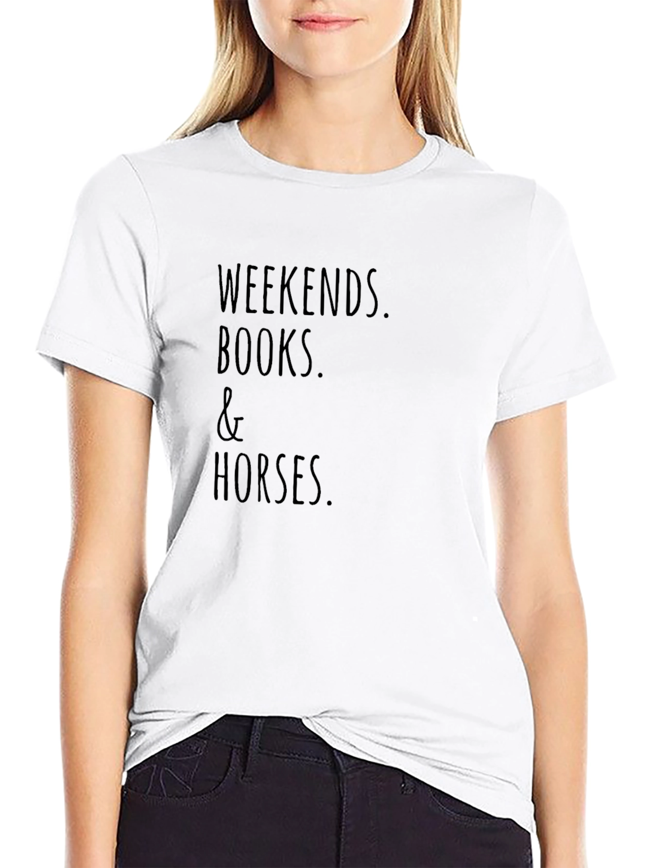 Weekends Books & Horses Black T-Shirt