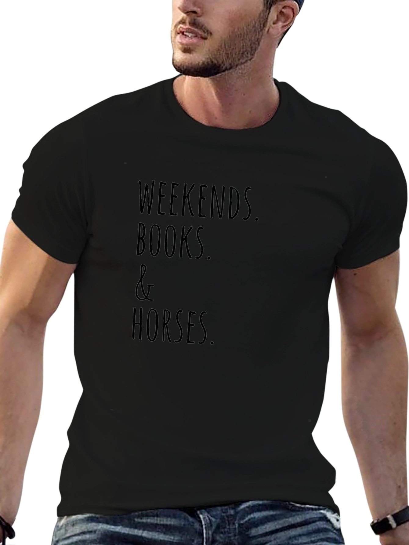 Weekends Books & Horses Black T-Shirt
