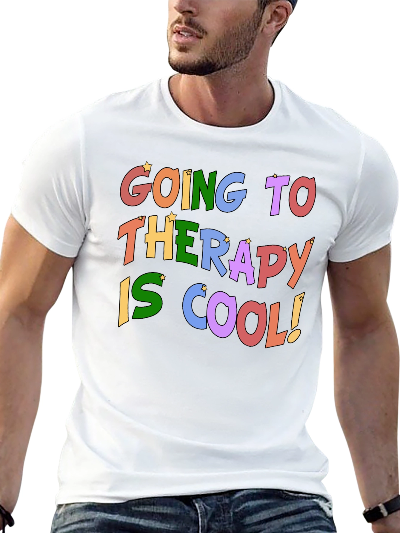 Therapy is Cool T-Shirt - Black Crew Neck