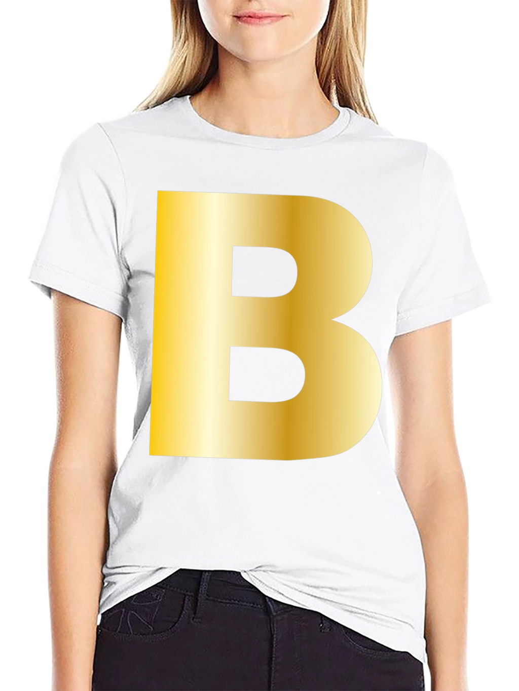 Golden B Initial Black T-Shirt - Bold Statement Tee