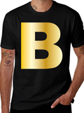 Golden B Initial Black T-Shirt - Bold Statement Tee