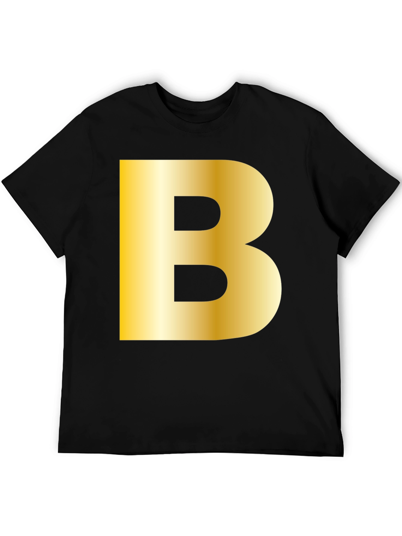 Golden B Initial Black T-Shirt - Bold Statement Tee