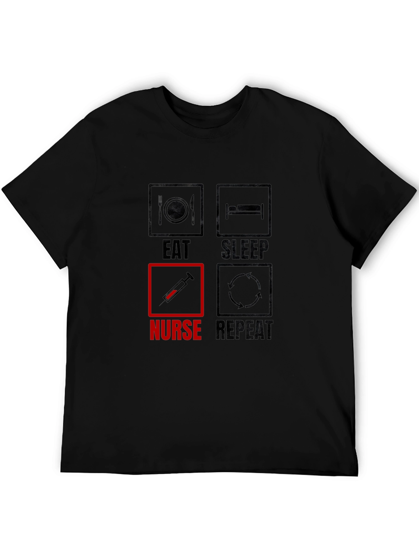 Eat Sleep Nurse Repeat Black T-Shirt