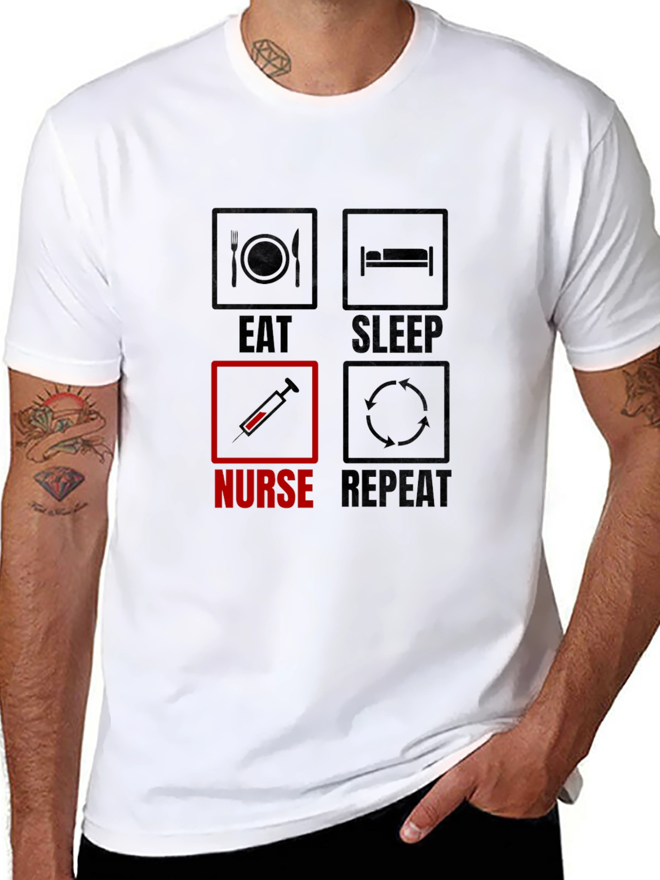 Eat Sleep Nurse Repeat Black T-Shirt