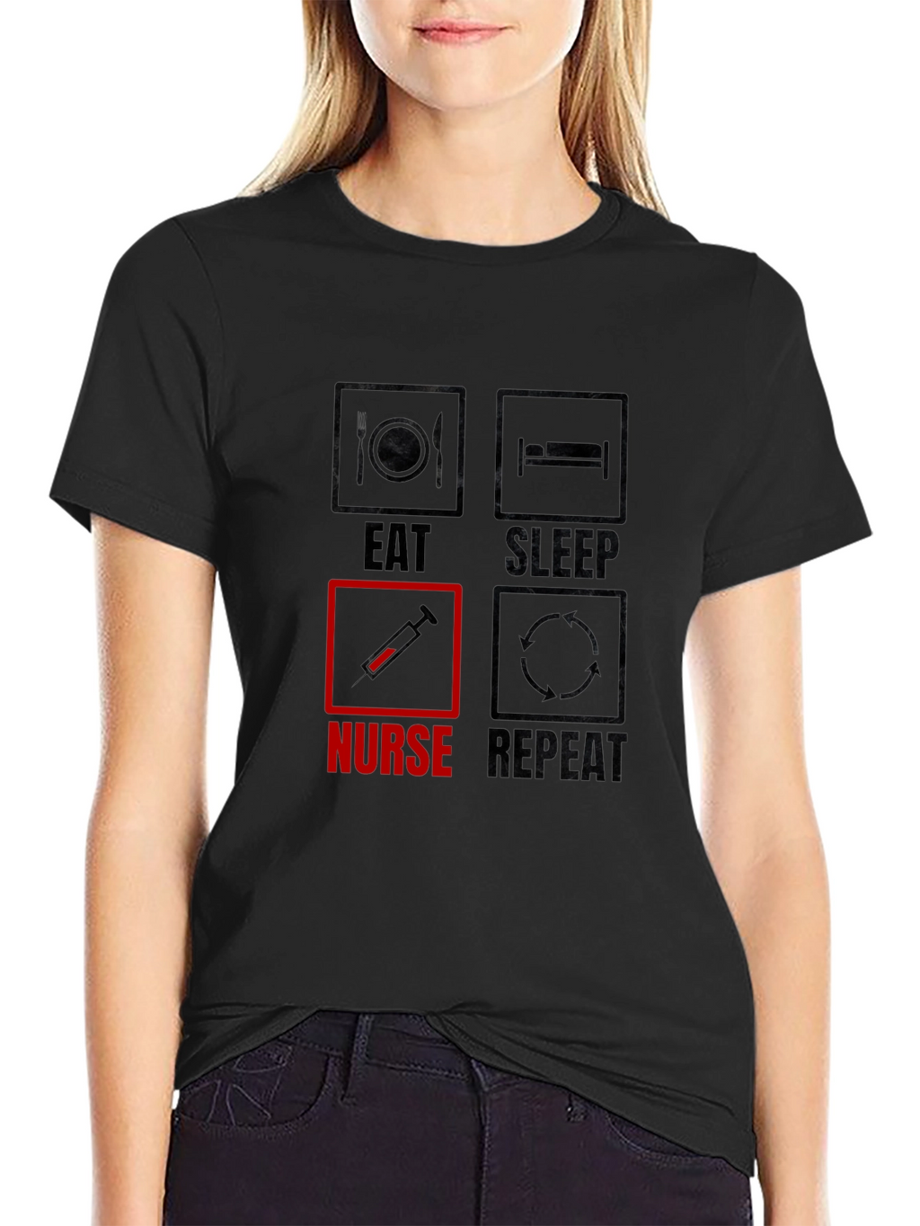 Eat Sleep Nurse Repeat Black T-Shirt