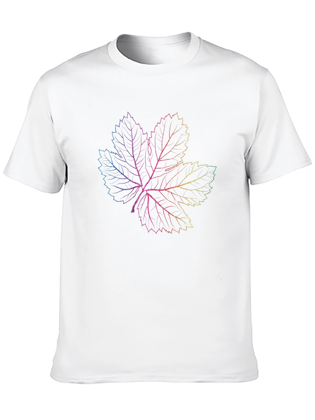 Rainbow Leaf Graphic Print Black T-Shirt